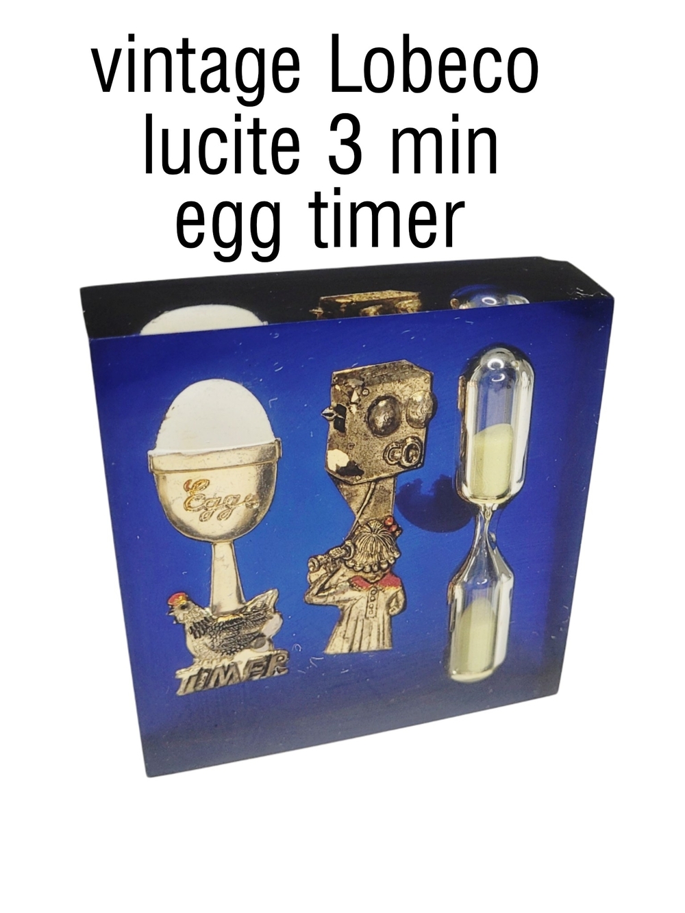 Vintage Lobeco Lucite 3-Minute Egg Hourglass Timer - 1960s
